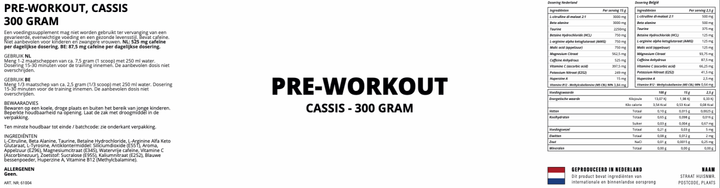 Pre - Workout, Cassis - 300 Gram - YOURGYMLABEL