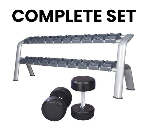 3 Dumbbell Racks + Complete Rubber Dumbbells set - YOURGYMLABEL