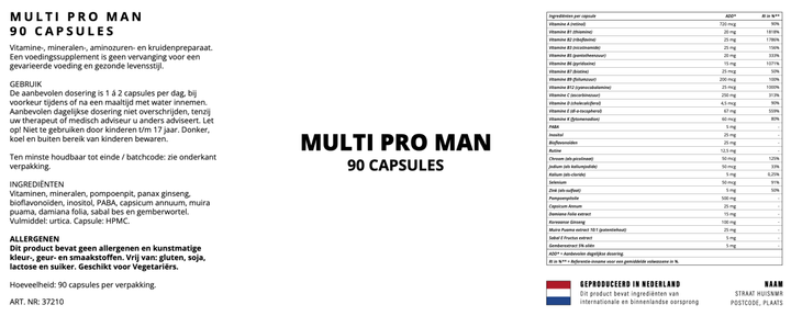 Multi Pro Man - 90 Capsules - YOURGYMLABEL